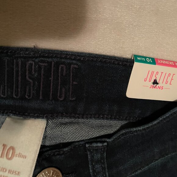 Justice Size 10 Sequin Blue Jeans Mid Rise Super Skinny. - Picture 7 of 11